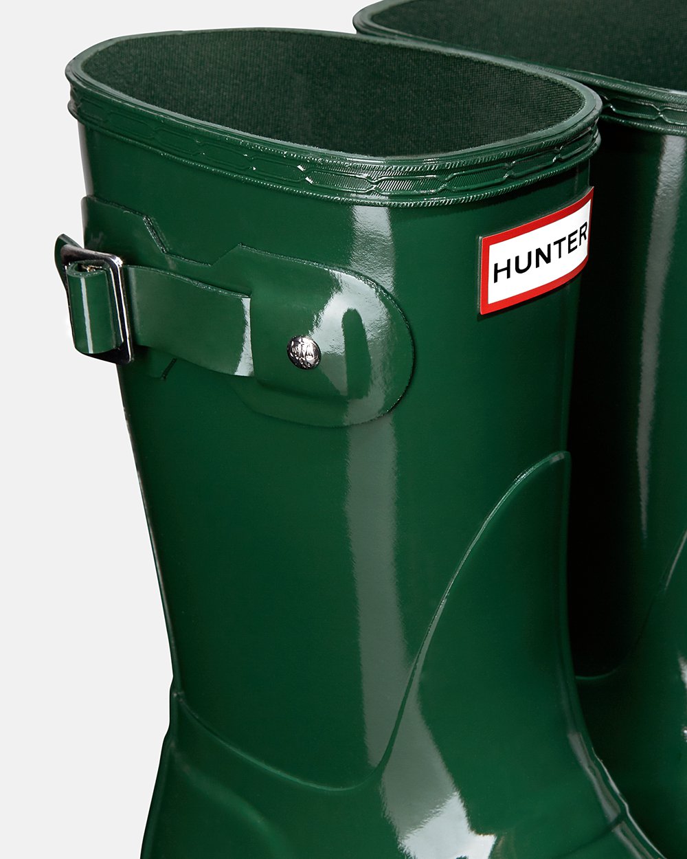 Womens Short Rain Boots - Hunter Original Gloss (95NZYDIVE) - Green